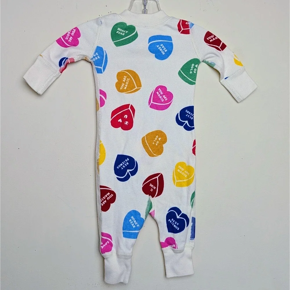 Hanna Andersson Candy Hearts Valentines Pajamas Baby Size 0-3 Months